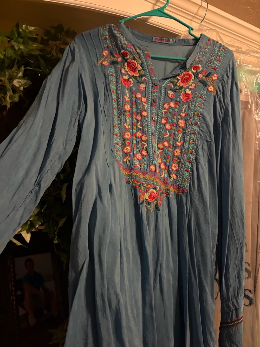 Johnny Was large blue embroidered tunic - Picture 2 of 3